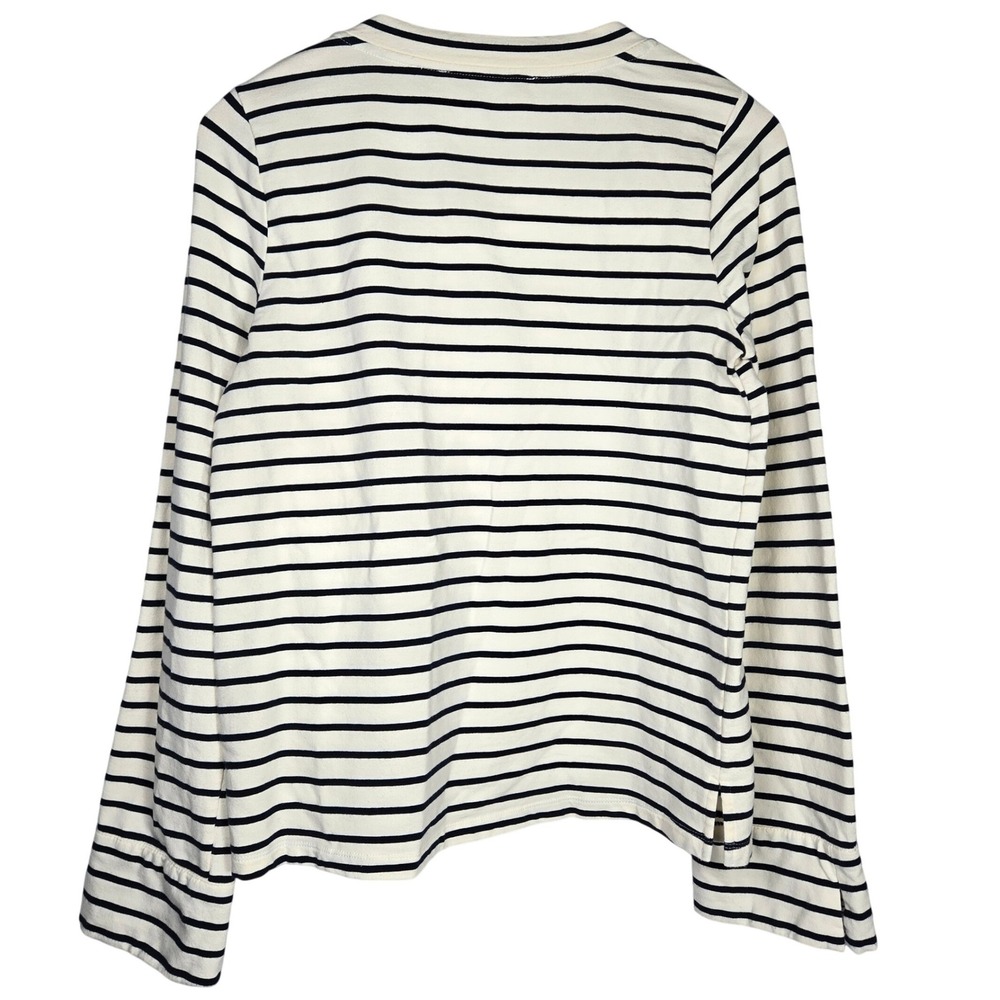 English Factory Breton Striped Long Sleeve Top with Gold Buttons Cream Navy S - Picture 3 of 12